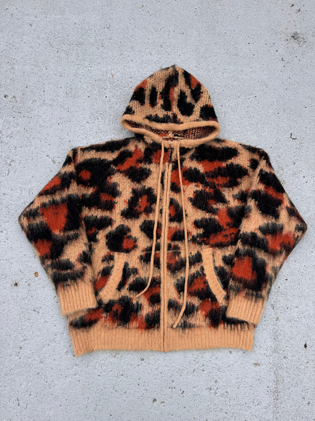Women's Cheetah Mohair Zip Up