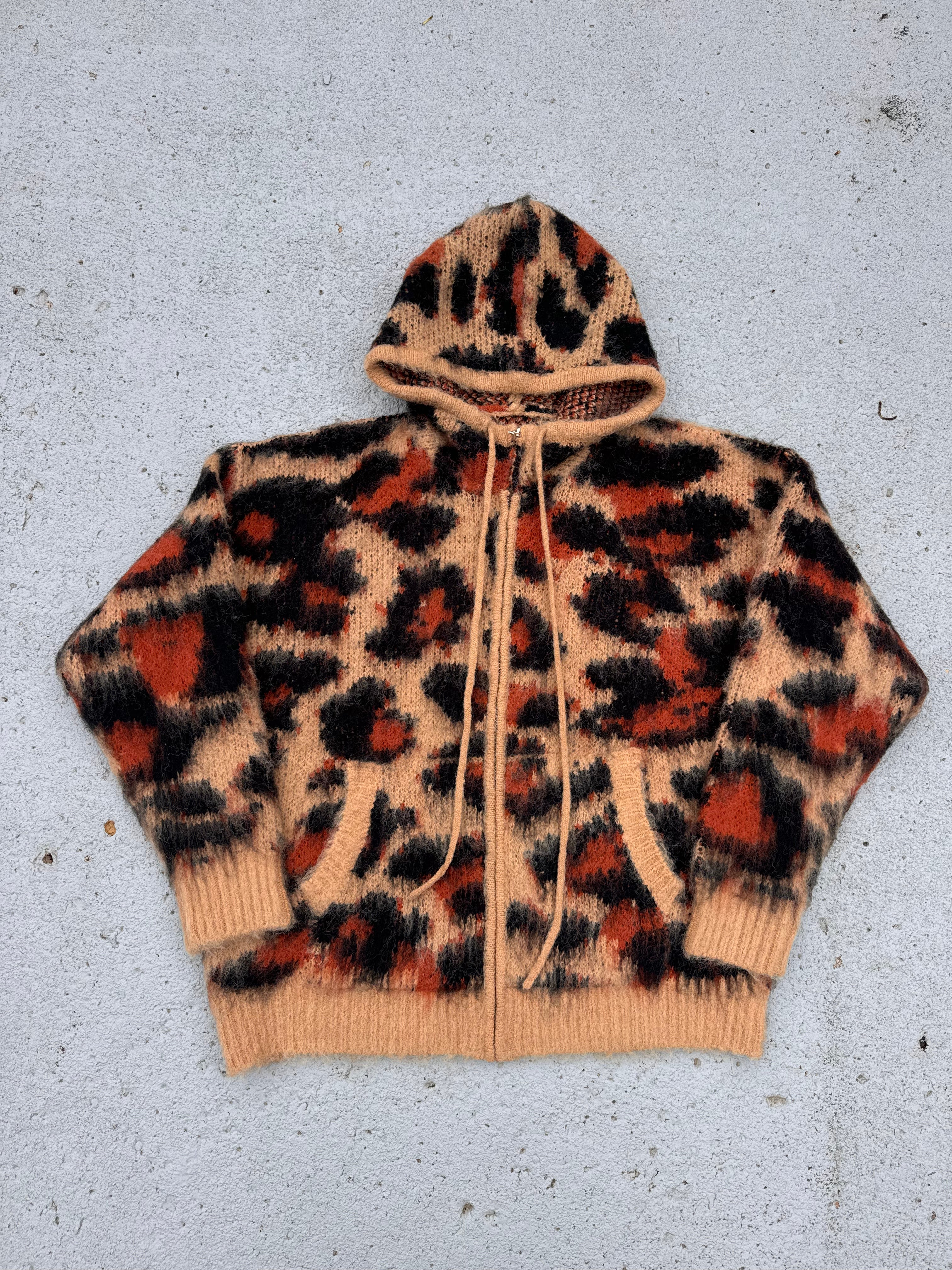 Women's Cheetah Mohair Zip Up