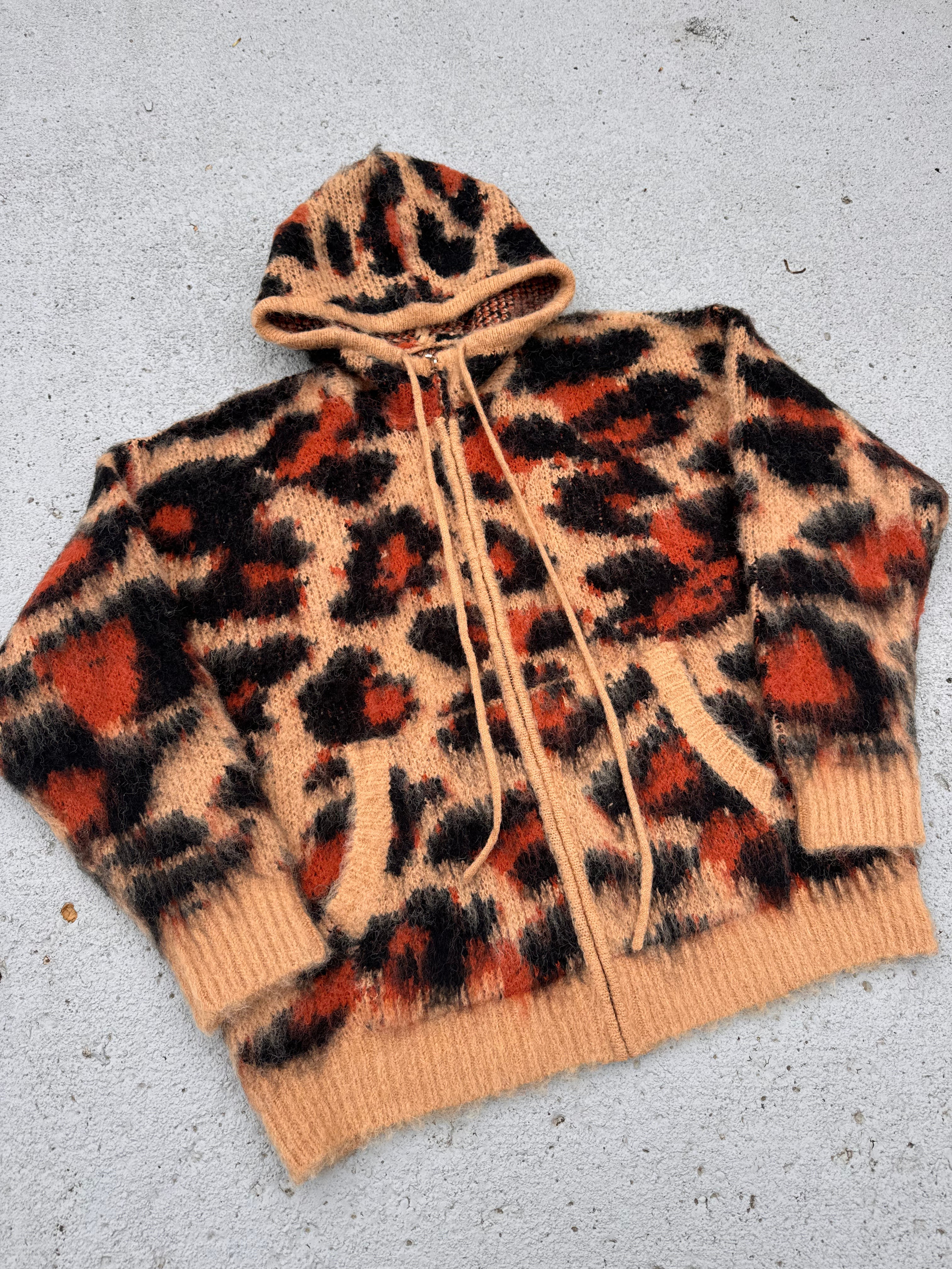 Women's Cheetah Mohair Zip Up